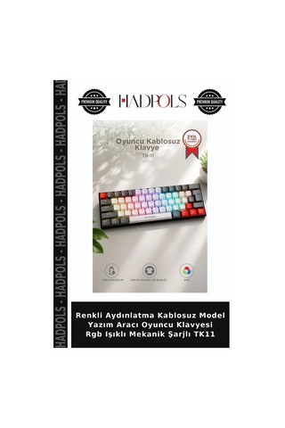 Renkli Aydınlatma Kablosuz Model Yazım Aracı Oyuncu Klavyesi Rgb Işıklı Mekanik Şarjlı Tk11
