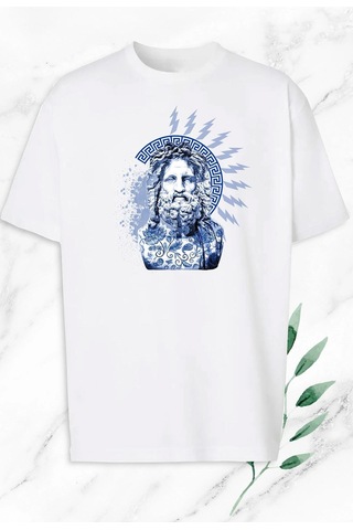 Tarzsokak Oversize Mitoloji Zeus Heykel Baskılı Beyaz T-shirt Tarzsokak Oversize Mitoloji Zeus Heykel Baskılı Beyaz T-shirt