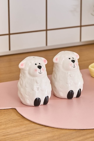 Karaca Sheepy Tuzluk Ve Biberlik Beyaz 8x4,4 Cm Beyaz