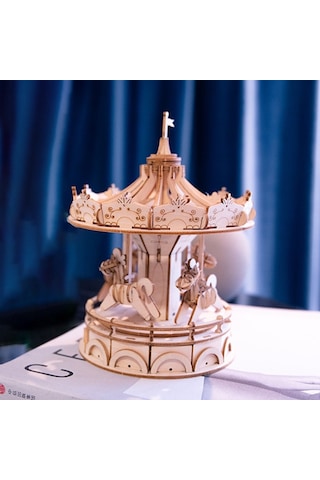 Rolife Tg404 Atlı Karınca Merry-go-round Dıy Minyatür Maket Model Ahşap 3d Wooden Puzzle Model Kit Dekoratif Hobi Seti Ahşap Maket
