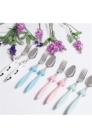 Mama Çatal Kaşık Seti - 18 Cm - Pembe-9092410664683