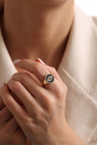 Evil Eye Altın Yüzük Opal Taş Özel Tasarım T13595 Renkli