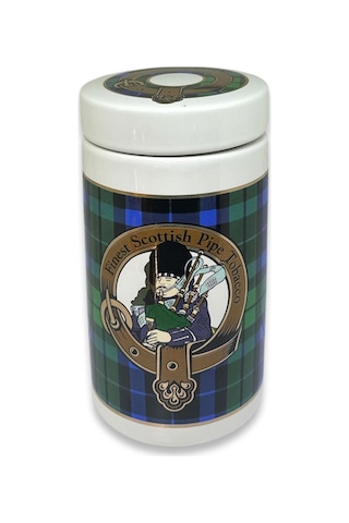 Finest Scotish El Yapımı Seramik Pipo Tutun Kavanozu Mavi