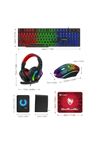 Apphirex Oyuncu 5-ın-1 Rgb Aydınlatmalı Gaming Full Ekipman Seti Q Klavye+mouse+mousepad+kulaklık+hoparlör Lazer