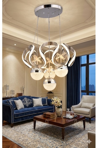 Stella 4 Top Krom Led Sarkıt Avize,3 Renk Yanabilen Modern Avize,salon Led Avize Stella 4 Top Krom Led Sarkıt Avize,3 Renk Yanabilen Modern Avize,salon Led Avize