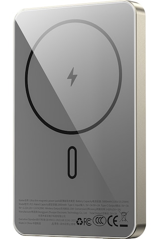 Wiwu P15 Led Işık Göstergeli Ultra İnce Pd 20w Kablosuz Powerbank 5000mah 15w Titanyum-gold