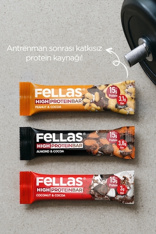 Fellas Yüksek Protein Bar 45g Karma Kutu 12 Adet (3 Çeşit)