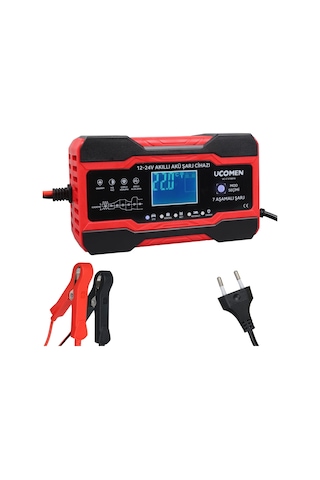 Uc-c121001a Kirmizi 12/24 Volt 10 Amper Led Göstergeli Akü Şarj Cihazi