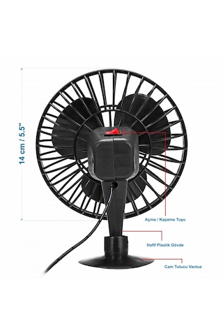 Vantilatör Mini Plastik 5 İnc 12v -