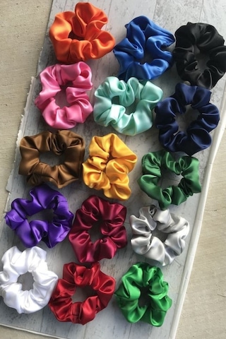 Saten Toka 5 Adet Karışık Renk Saten Simit Toka Scrunchies Karışık Renkli