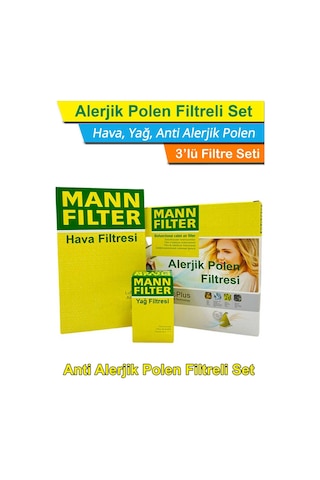Citroen C5 Aircross 1.2 Puretech Mann Filtre Bakım Seti 2020-2021 Hava+yağ+a.alerjik Polen