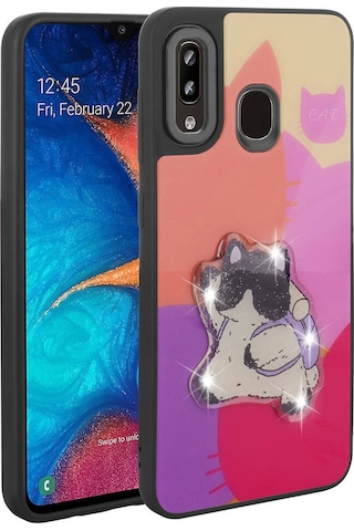Samsung Galaxy A20 İle Uyumlu Kılıf Parlayan Kabartmalı İkonik Figürlü Silikon Kapak