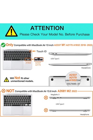 Macbook Air 13 İnç A2337 A2179 İçin Kılıf, Yeşil Diğer