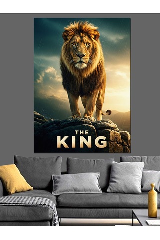 Aslan Kral Portre Sanatı The King Dekoratif Kanvas - Mdf Ahşap Tablo