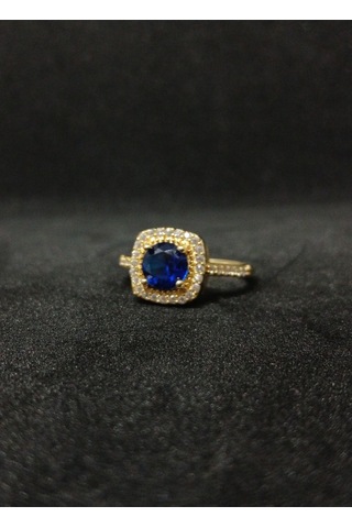 Safir Taşlı Gümüş Yüzük - 925 Ayar Baget Model Zarif Tasarım" Gümüş