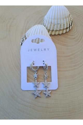 Dali Shop Sallantılı Yıldız Küpe Gümüş Renk Gümüş