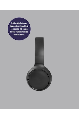 Bluetooth 5.0 Siyah Kablosuz Kulaklık 18 Saat Batarya Katlanabilir Tasarım Yeni Nesil