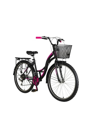 Tunca Kanyon 27.5 Jant Sepetli Bagajlı Çamurluklu Bisiklet Siyah - Pembe
