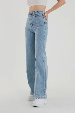 Lavajeans Kadın Likralı Yüksek Bel Bol Paça Kot Pantolon- Wide Leg 22karmavi Açık Mavi