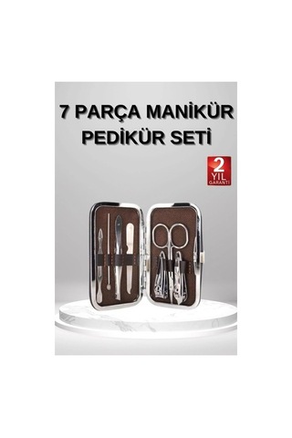 7 Parça Manikür Pedikür Seti El Ayak Bakımı Çantalı Paslanmaz Çelik 20592761