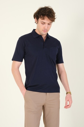 Giyim Dünyası Erkek Süprem Kumaş Cepli Polo Yaka T-shirt Lacivert 001