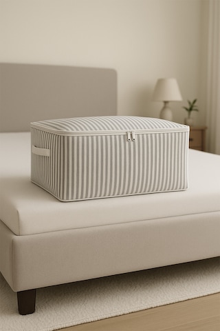 10 Lu Antrasit Çizgili Baza Altı Çekyat Hurç 60 40 22 Cm Çizgili