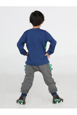 Casabony Hello Timsah Tırtırlı Baggy Pantolon + T-Shirt Takım-Antrasit