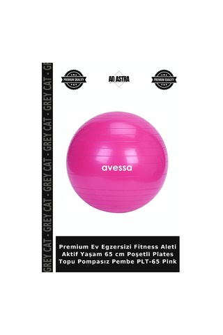 Premium Ev Egzersizi Fitness Aleti Aktif Yaşam 65 Cm Poşetli Plates Topu Pompasız Pembe Plt-65 Pink
