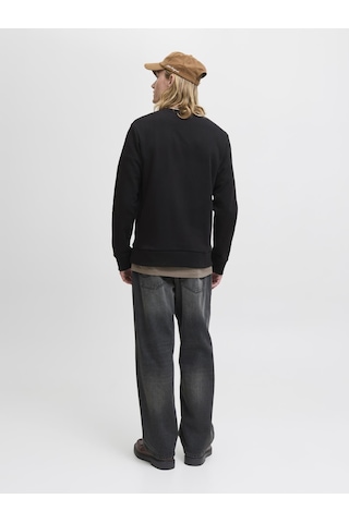 Jack & Jones Erkek Minimal Logo Baskili Bisiklet Yaka Sweatshirt - Brandy - 12279256 Black