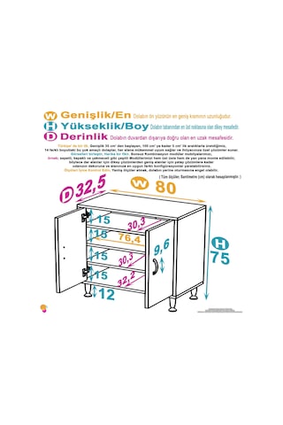 Eliusta Nirat 80 Cm 4 Bölmeli Beyaz Banyo Mutfak Dolabı 3 Raflı Kapaklı Çok Amaçlı Dolap 80x75x32,5 Cm Beyaz