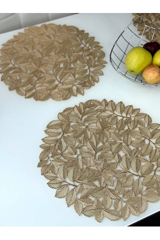 Heavenly Place Yuvarlak Servis Peçeteleri Masa Örtüsü Seti 4 Adet Peçete 224608550 Altın Rengi