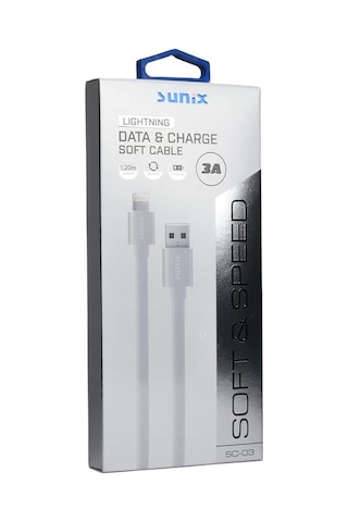 Sunix Sc03 Soft Kablo Lightning Şarj Kablo Beyaz