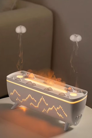 Hava Nemlendirici Ve Yağ Difüzörü - Aromaterapi Makinesi - 3 Renk Led Işık Beyaz