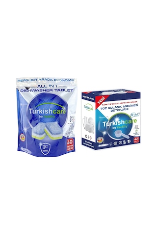 Turkishcare Bulaşık Makinesi Deterjanı 40 Tablet + Toz Deterjan 40 Yıkama
