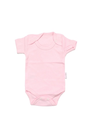 Bebegen Unisex Pembe Raporlu Kısa Kol Çıtçıtlı Body Zıbın Çok Renkli