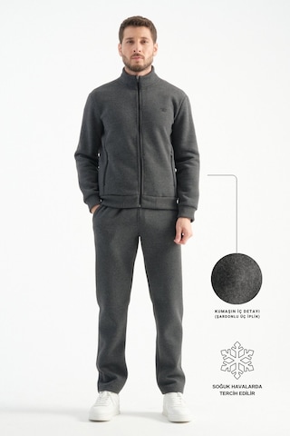 Shooter Sportswear Shooter Deluxe Kışlık Erkek Eşofman Takımı Dikiş Detaylı Regular Kalıp Antrasit