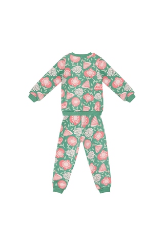 Pembe Çiçekli Kız Bebek Yeşil Eşofman Takım
