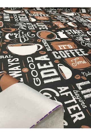Coffee Kahve Desenli Kumaş Kırlentlik Döşemelik Kumaş Dijital Bas