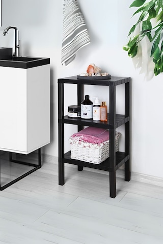 3 Raflı Dikey Raf Düzenleyici Plastik Raf Ünitesi Siyah, Kitaplık Siyah