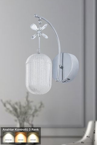 Motta Power Ledli Modern Lüks Duvar Aplik 3 Renk Sarı-beyaz-gün İşığı - Krom Krom