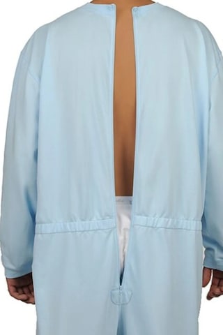 Caretex Yuvarlak Yaka Sırt Fermuarlı Hasta Bakım Tulumu Mavi