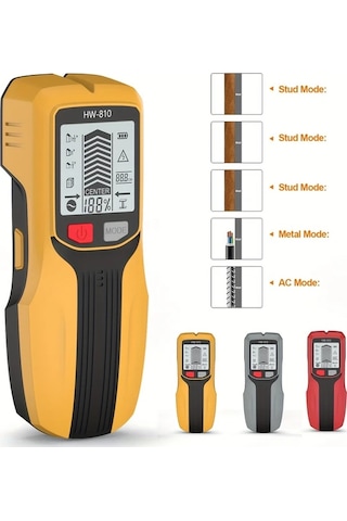 Xuweiwei Gri Çok Fonksiyonlu El Tipi Duvar Metal Dedektörü Çivi Bulucu Ahşap Algılama Canlı Kablo Derinlik Ölçüm Ac Modu Pil Güçlü