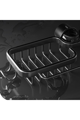 Maiyame Banyo Ve Mutfak Faucet Rakusu - Paslanmaz Çelik Sulama Organizerı, Sponge Sabun Tutucu, Boşluk Tasarrufu, Kurutma Özelliği Siyah