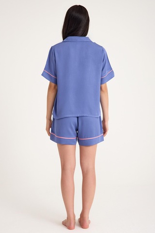 Amarelle Dream Mavi/pembe Kısa Kollu Şortlu Önden Düğmeli 4 Parça Pijama Takım Set Mavi/pembe
