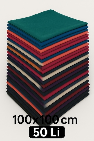 50'li Flamlı Düzrenk Dağıtmalık Hac Umre Hediyelik Çeyizlik Flamlı Pamuk Eşarp Yazma Çok Renkli