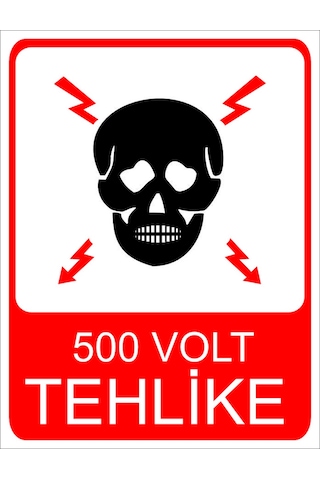 500 Volt Tehlike Uyarı Levhası 20x30 Cm Forex