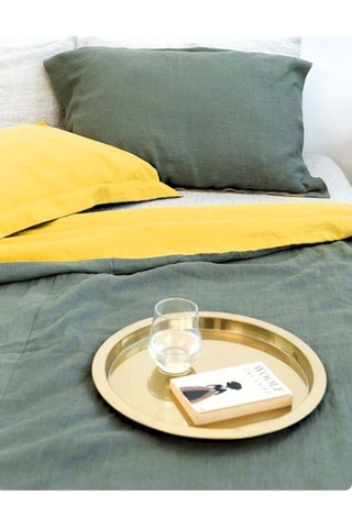 Oksit Sarı-yeşil % 100%100 Pamuklu Yıkamalı Vintage Çift Kişilik Nevresim Takımı, 200 X 220 Çok Renkli