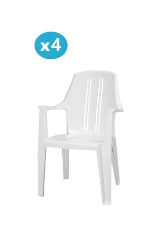 Omnipazar Mt-gf139 Orbita Plastik Bahçe Balkon Koltuk Sandalye 4'lü Set Beyaz