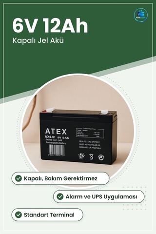 Jel Akü 6v 12ah İnce Kapalı Kurşun Asit Alarm Sistemi Ups Acil Ay