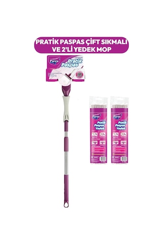 Parex Pratik Paspas Çift Sıkmalı + 2'li Yedek Mop